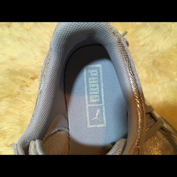 puma basket platform metallic silver